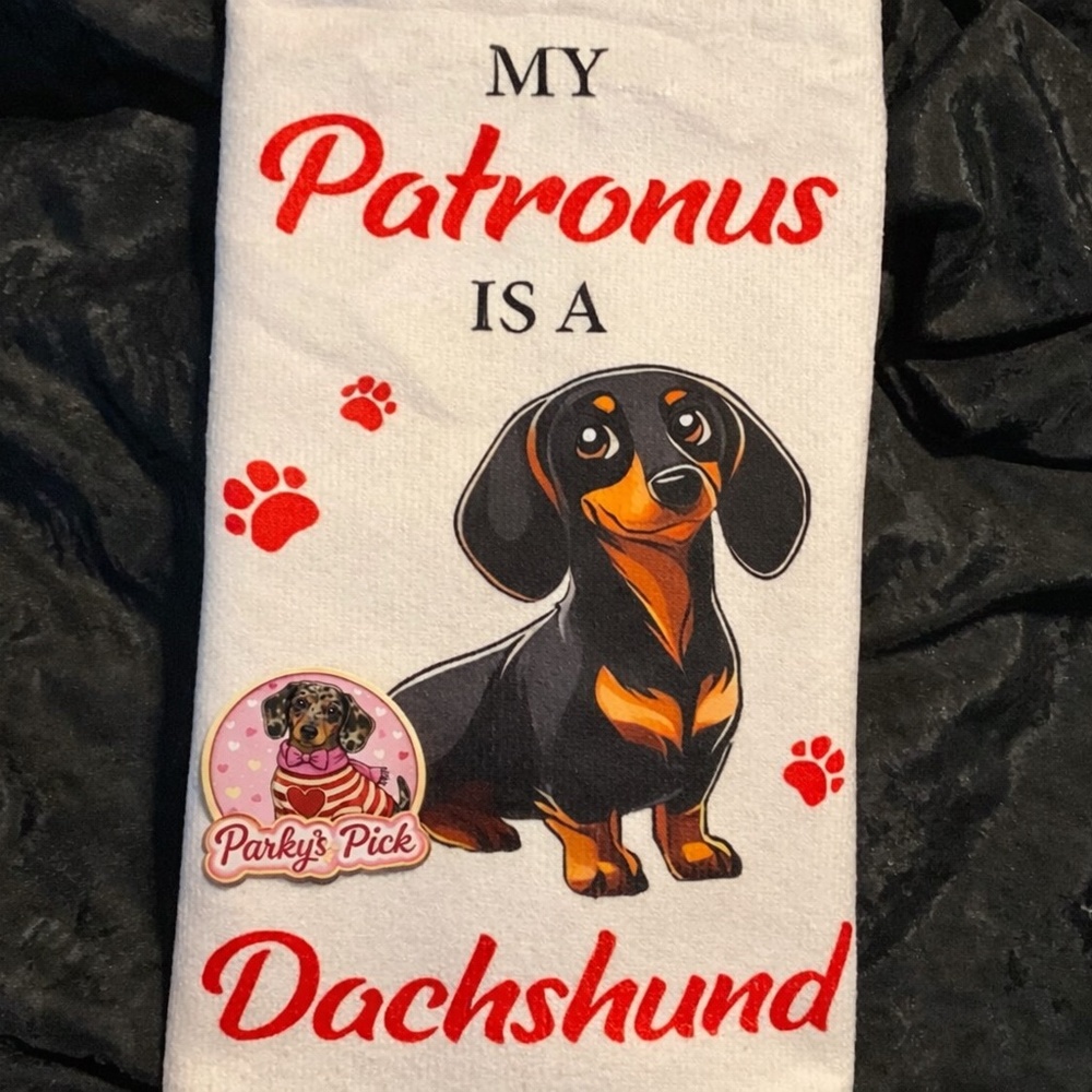 Dachshund Kitchen Towel My Patronus Is A Dachshund Doxie Lover Gift
